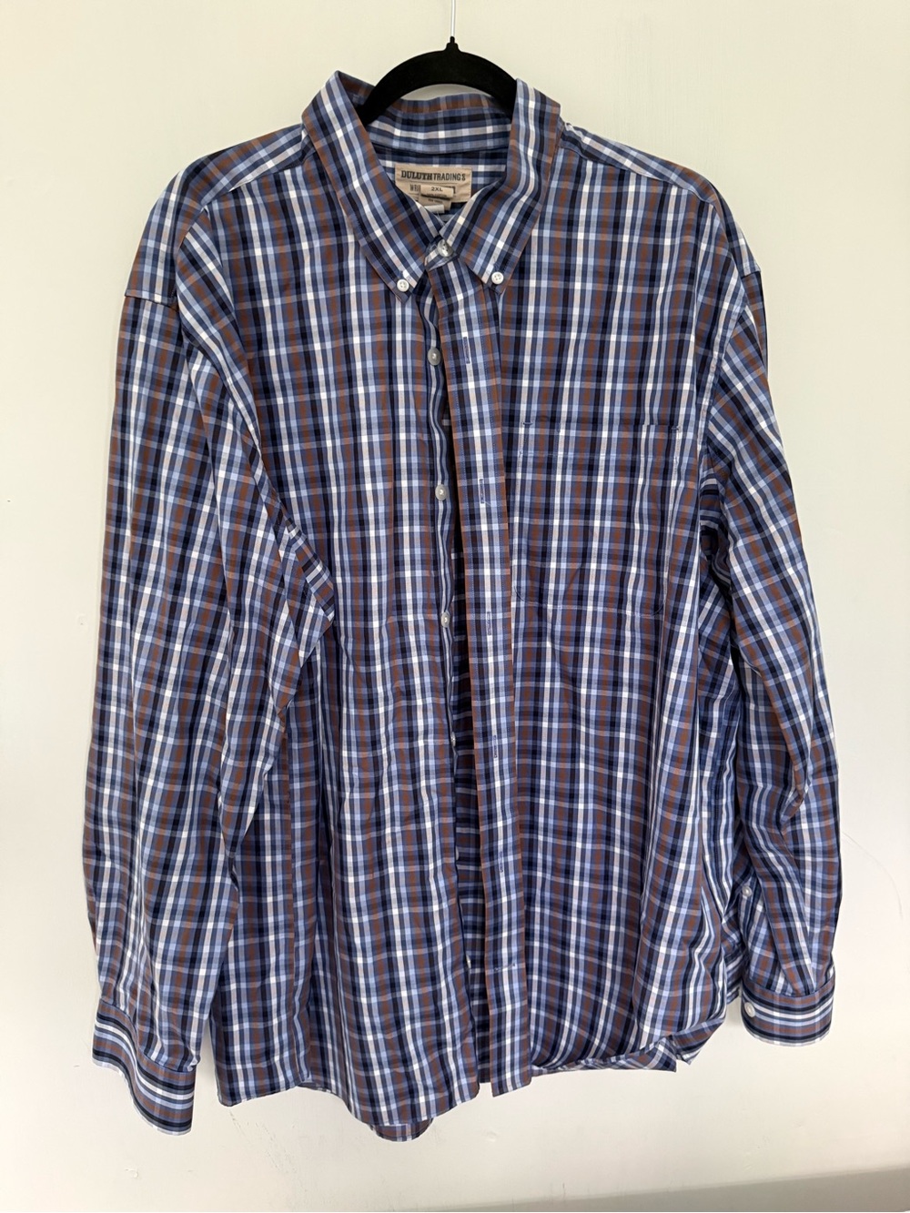 Duluth Trading Button Down Shirt Mens Plaid Wrinkle Fighter 2X